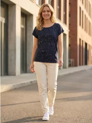 Tricou pentru femei SAM 73 HEQA WT 876 ALBASTRU ÎNCHIS