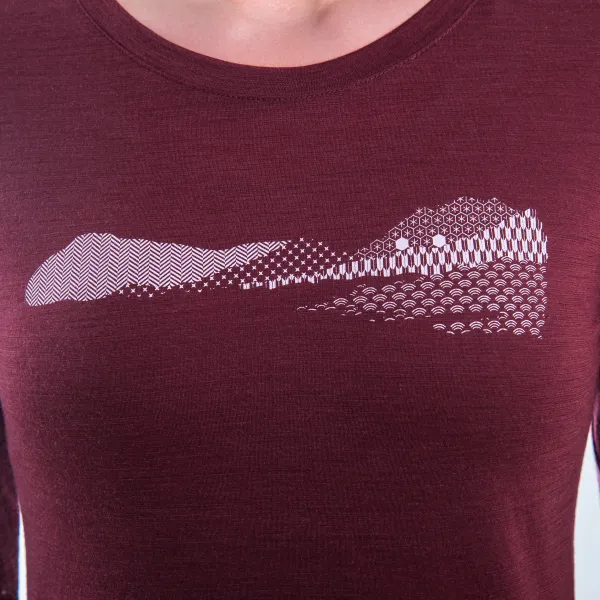  Tricou termic de damă cu mânecă lungă SENSOR MERINO AIR PT HILLS 22200011 PORT RED 