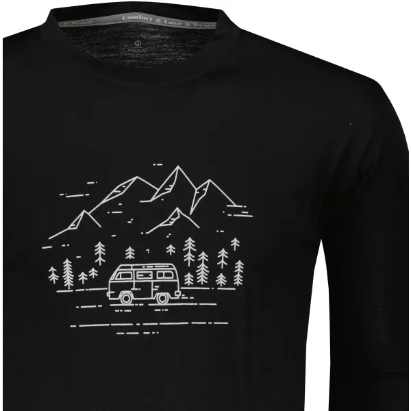  Tricou termic cu mânecă lungă pentru bărbați SENSOR MERINO ACTIVE PT VAN LIFE 22200024 NEGRU 
