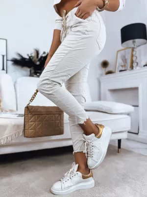 Pantalonii pentru doamne DSTREET UY1342 BEJ