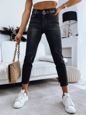 Pantalonii pentru doamne DSTREET UY1343 GRI ÎNCHIS