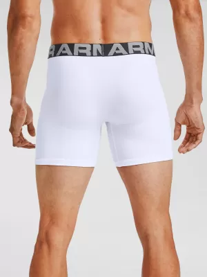 Boxeri pentru bărbați UNDER ARMOUR CHARGED COTTON 6IN 3 PACK 1363617-100 ALB