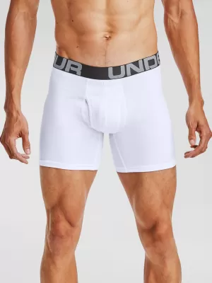 Boxeri pentru bărbați UNDER ARMOUR CHARGED COTTON 6IN 3 PACK 1363617-100 ALB