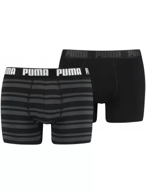 Boxeri pentru bărbați PUMA HERITAGE STRIPE BOXER 2P 90783805 NEGRU