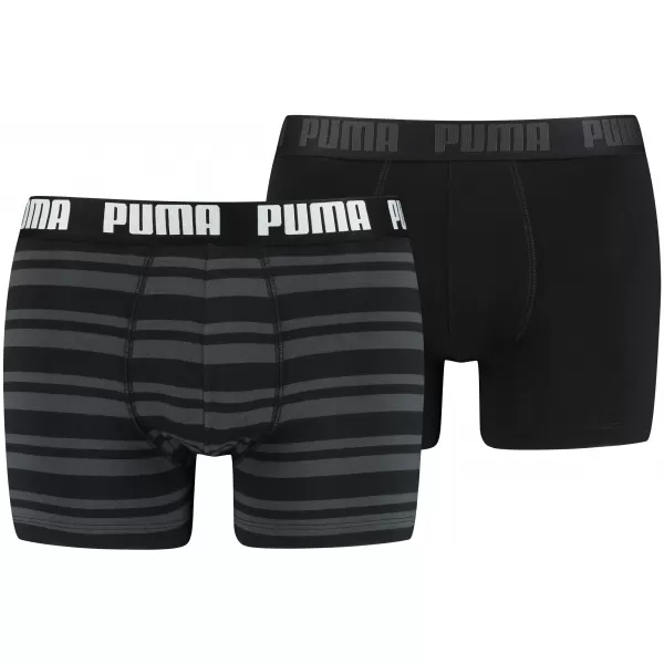  Boxeri pentru bărbați PUMA HERITAGE STRIPE BOXER 2P 90783805 NEGRU 