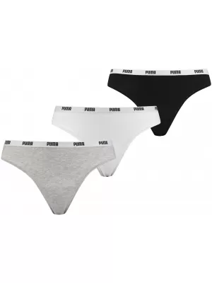 Chiloți de damă PUMA STRING 3P PACK 90759001 ALB/GRI/NEGRU