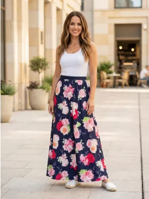 Fusta de dama KIXMI PEONY ALBASTRU INCHIS