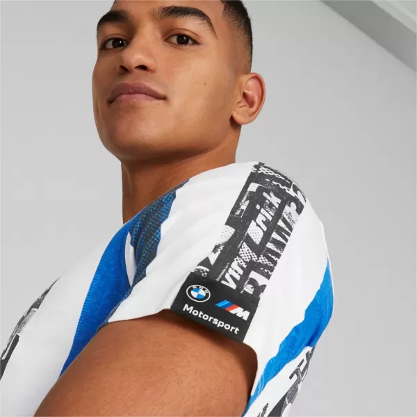  Tricou pentru bărbați PUMA BMW MMS STRIPED TEE 538139-02 ALB 
