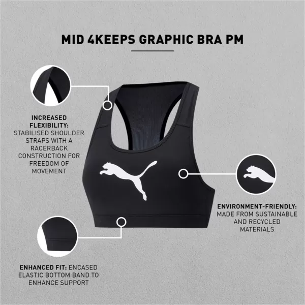  Sutien de damă PUMA MID IMPACT 4KEEPS GRAPHIC BRA PM 520306-90 NEGRU 
