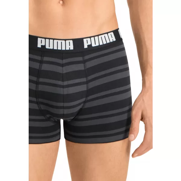  Boxeri pentru bărbați PUMA HERITAGE STRIPE BOXER 2P 90783805 NEGRU 