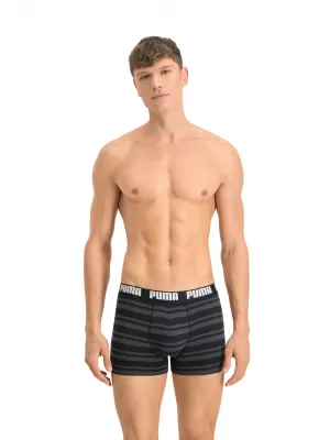 Boxeri pentru bărbați PUMA HERITAGE STRIPE BOXER 2P 90783805 NEGRU