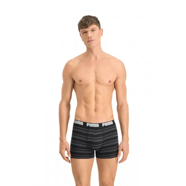  Boxeri pentru bărbați PUMA HERITAGE STRIPE BOXER 2P 90783805 NEGRU 