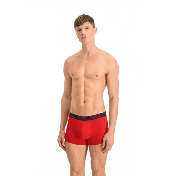  Boxeri pentru bărbați PUMA BASIC TRUNK 2P 93501502 ROȘU/NEGRU 