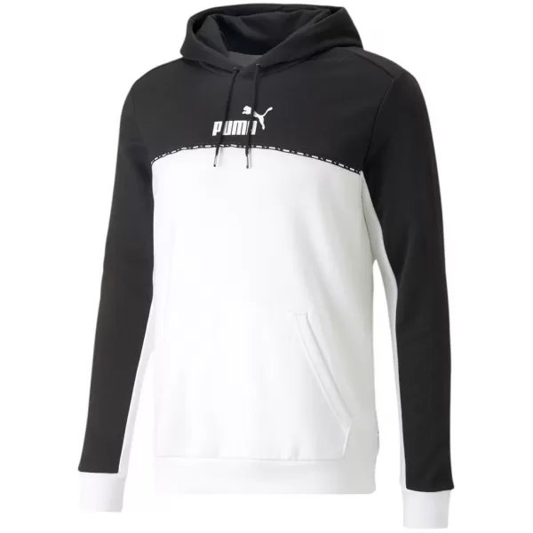  Hanorac pentru bărbați PUMA ESS BLOCK X TAPE HOODIE FL 673342-01 NEGRU/ALB 