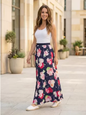 Fusta de dama KIXMI PEONY ALBASTRU INCHIS