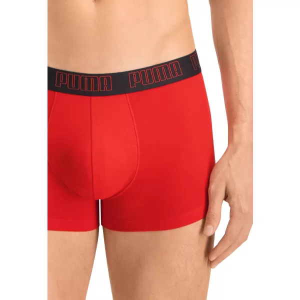 Boxeri pentru bărbați PUMA BASIC TRUNK 2P 93501502 ROȘU/NEGRU 
