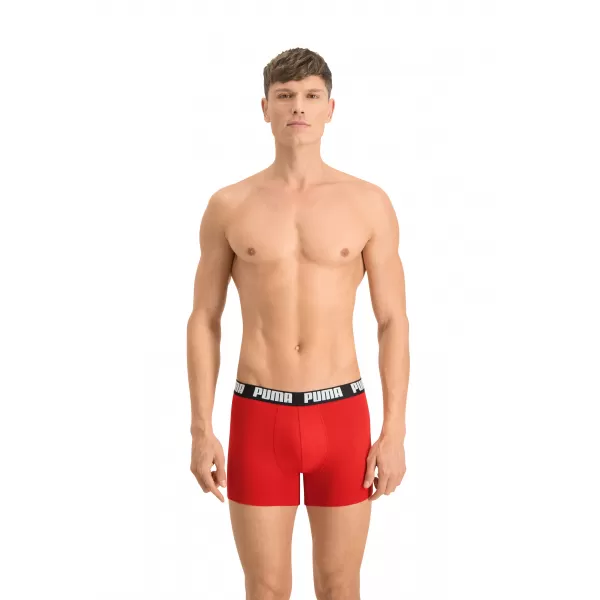 Boxeri pentru bărbați PUMA BASIC BOXER 2P 90682309 ROȘU/NEGRU 
