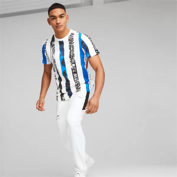  Tricou pentru bărbați PUMA BMW MMS STRIPED TEE 538139-02 ALB 