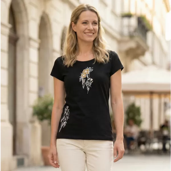  Tricou pentru femei ALTISPORT ALW169122 NEGRU SI AURIU 