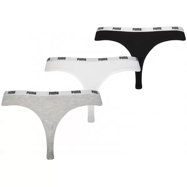 Chiloți de damă PUMA STRING 3P PACK 90759001 ALB/GRI/NEGRU 