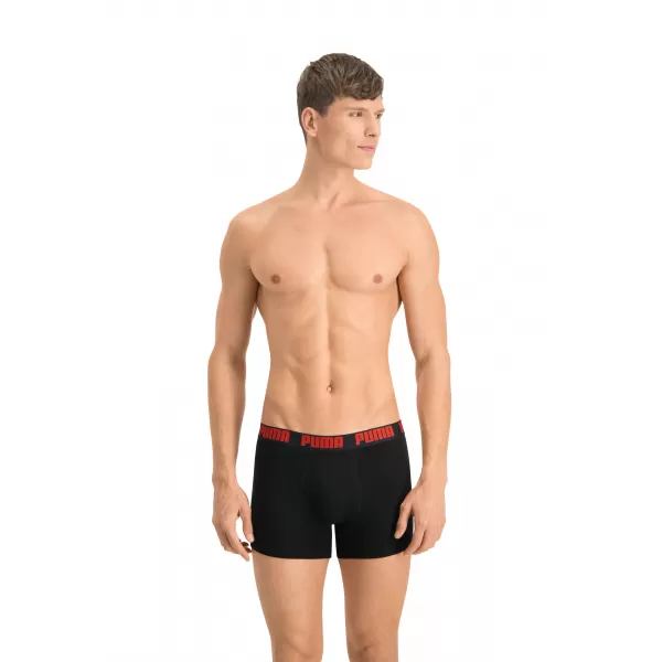  Boxeri pentru bărbați PUMA BASIC BOXER 2P 90682309 ROȘU/NEGRU 