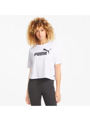 Crop top de damă PUMA ESS CROPPED LOGO TEE 586866-02 ALB
