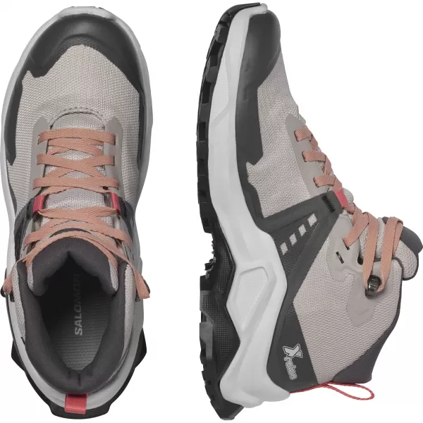  Pantofi pentru copii SALOMON X RAISE MID GORE-TEX L47071500 CENUŞĂ DE TRANDAFIRI/BEJ PIERSIC/TRANDAFIR DE CEAI 