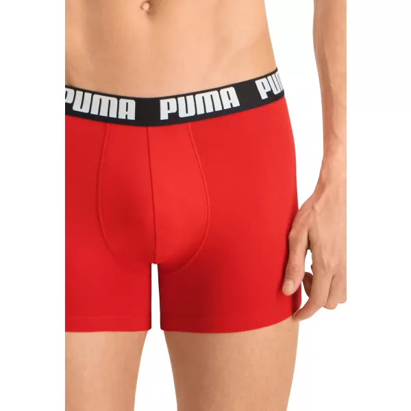  Boxeri pentru bărbați PUMA BASIC BOXER 2P 90682309 ROȘU/NEGRU 