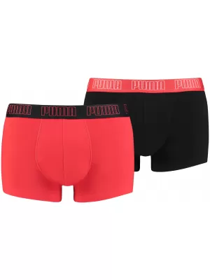Boxeri pentru bărbați PUMA BASIC TRUNK 2P 93501502 ROȘU/NEGRU
