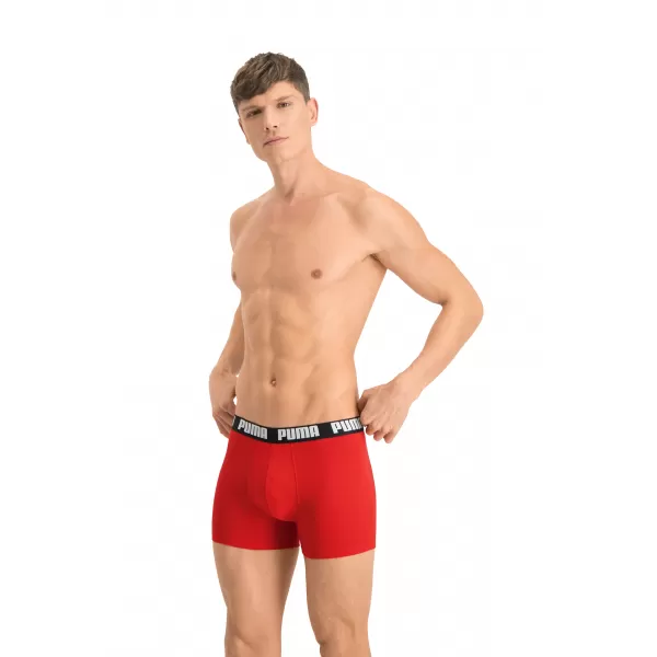  Boxeri pentru bărbați PUMA BASIC BOXER 2P 90682309 ROȘU/NEGRU 