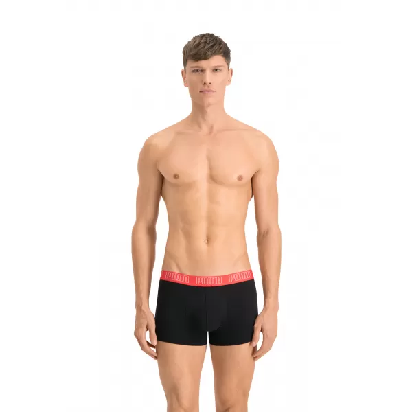  Boxeri pentru bărbați PUMA BASIC TRUNK 2P 93501502 ROȘU/NEGRU 