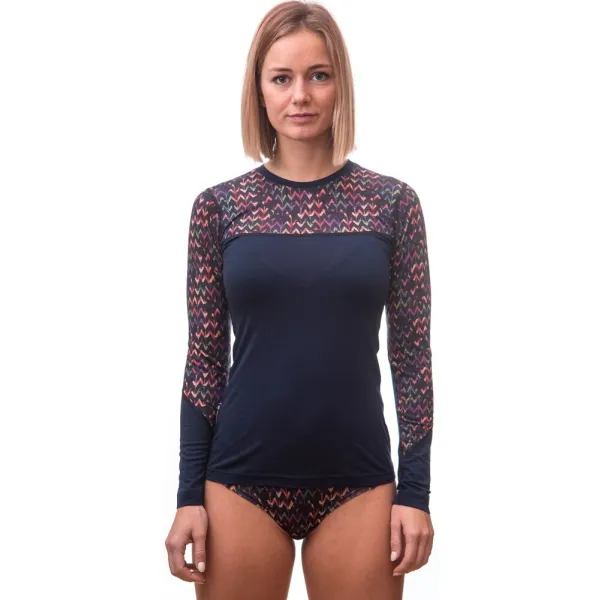  Tricou termic pentru femei SENSOR MERINO IMPRESS 22200031 DEEP BLUE/ORIGAMI 