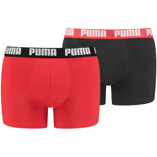  Boxeri pentru bărbați PUMA BASIC BOXER 2P 90682309 ROȘU/NEGRU 