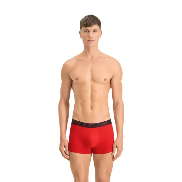  Boxeri pentru bărbați PUMA BASIC TRUNK 2P 93501502 ROȘU/NEGRU 