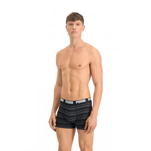  Boxeri pentru bărbați PUMA HERITAGE STRIPE BOXER 2P 90783805 NEGRU 