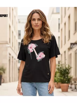Tricou pentru femei KIXMI PALIMA NEGRU