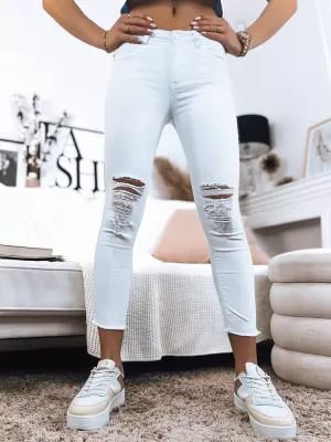 Pantalonii pentru doamne DSTREET UY1366 ALB