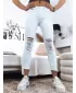 Pantalonii pentru doamne DSTREET UY1366 ALB