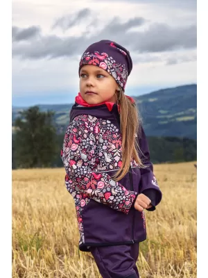 Pantaloni izolati softshell pentru copii WAMU SOVA VIOLET