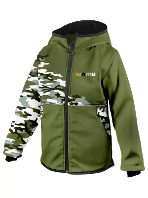 Jachetă izolată softshell pentru copii WAMU MASKÁČ KAKI