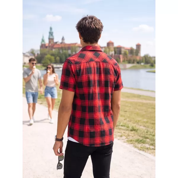  Cămaşă BRANDIT KOSTKOVANÁ KRÁTKÝ RUKÁV BD4032 ROȘU/NEGRU 