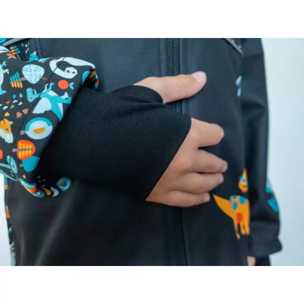  Sacou softshell pentru bebeluși izolat WAMU DINOSAUŘI NEGRU 