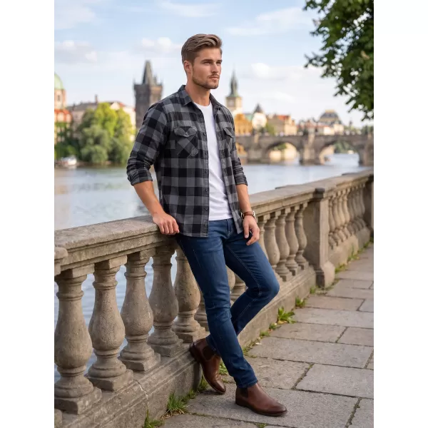  Cămaşă BRANDIT KOSTKOVANÁ DLOUHÝ RUKÁV BD4002 NEGRU/GRI 