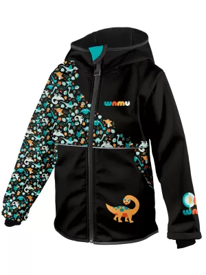 Sacou softshell pentru bebeluși izolat WAMU DINOSAUŘI NEGRU