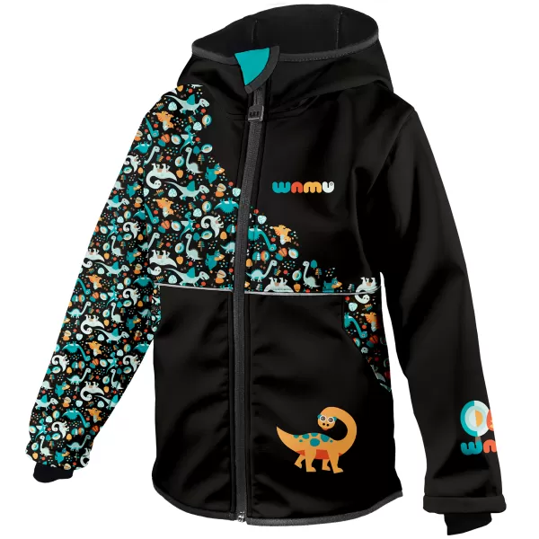  Sacou softshell pentru bebeluși izolat WAMU DINOSAUŘI NEGRU 