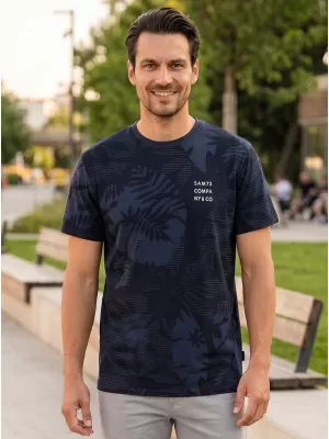 Tricou pentru bărbați SAM 73 SCULPTOR MT 823 ALBASTRU ÎNCHIS