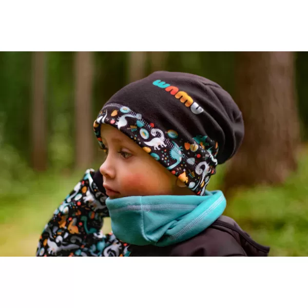  Sacou softshell pentru bebeluși izolat WAMU DINOSAUŘI NEGRU 