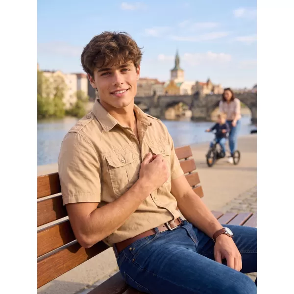  Cămaşă BRANDIT VINTAGE KRÁTKÝ RUKÁV BD4024 SANDY 