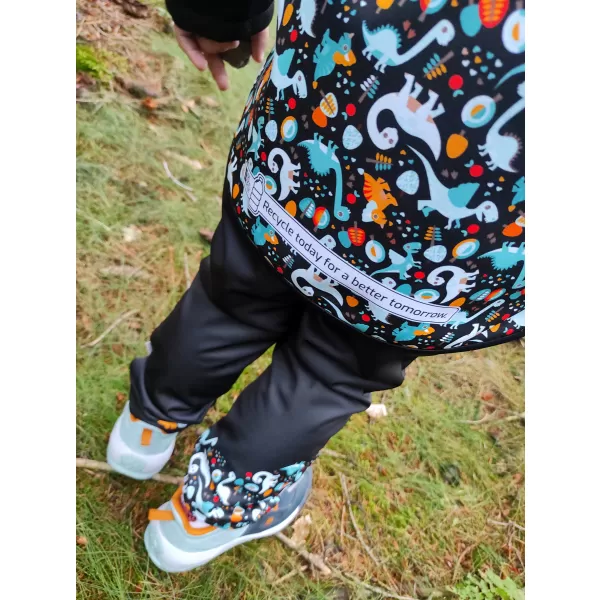  Pantaloni de softshell pentru bebeluși izolați WAMU DINOSAUŘI NEGRU 