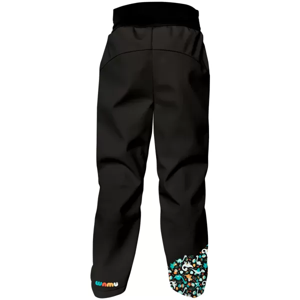  Pantaloni de softshell pentru bebeluși izolați WAMU DINOSAUŘI NEGRU 